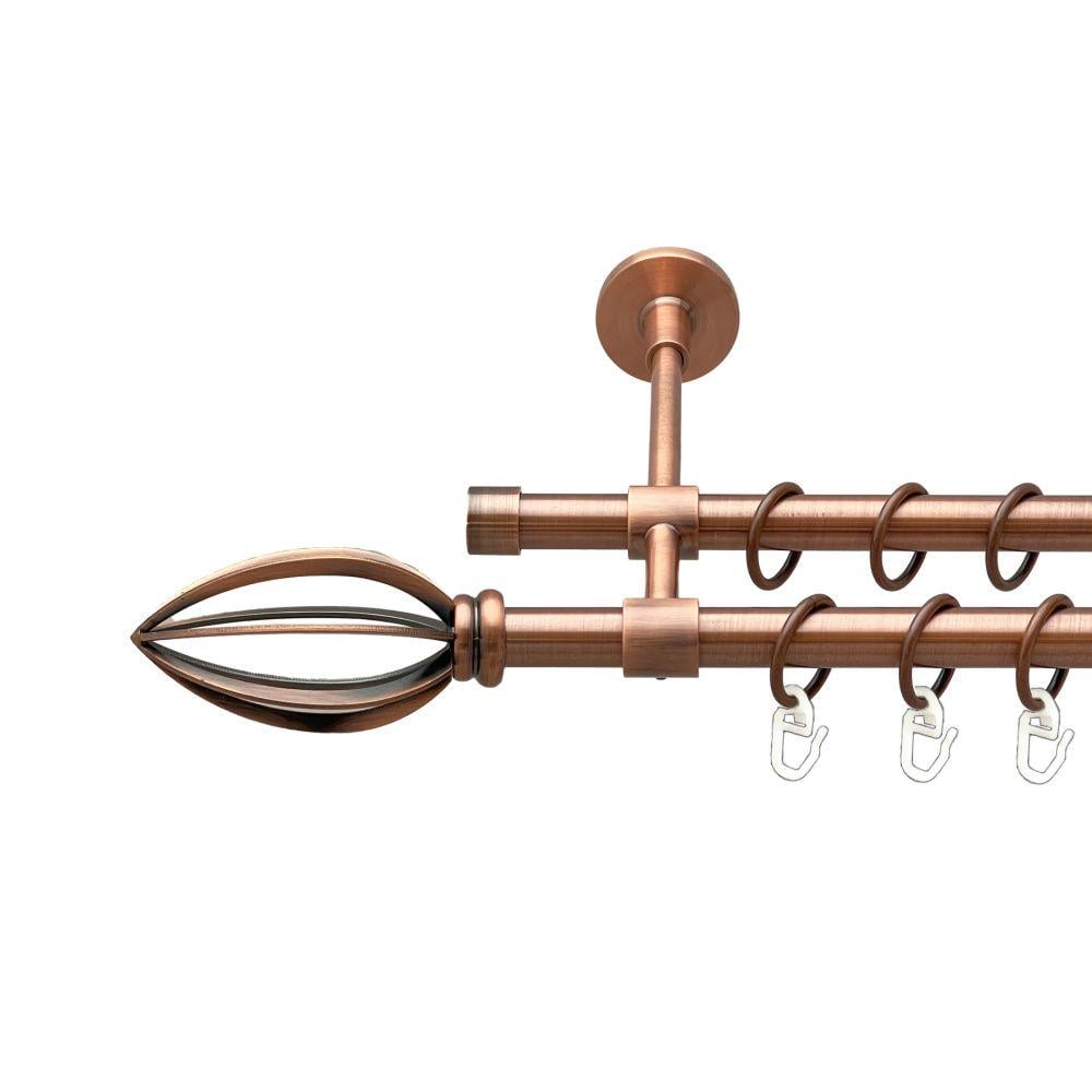 Карниз металлический Orvit Пантеон двухрядный закрытый/гладкая труба/кольцо металлическое Медь 16/16 мм 200 см (00-00019932)