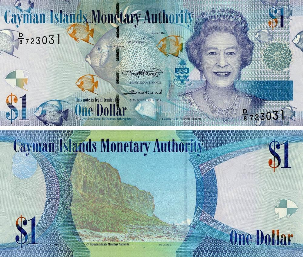 Коллекционная банкнота Каймановы острова 1 доллар 2018 2023 UNC Префикс D/8 (Б18330)
