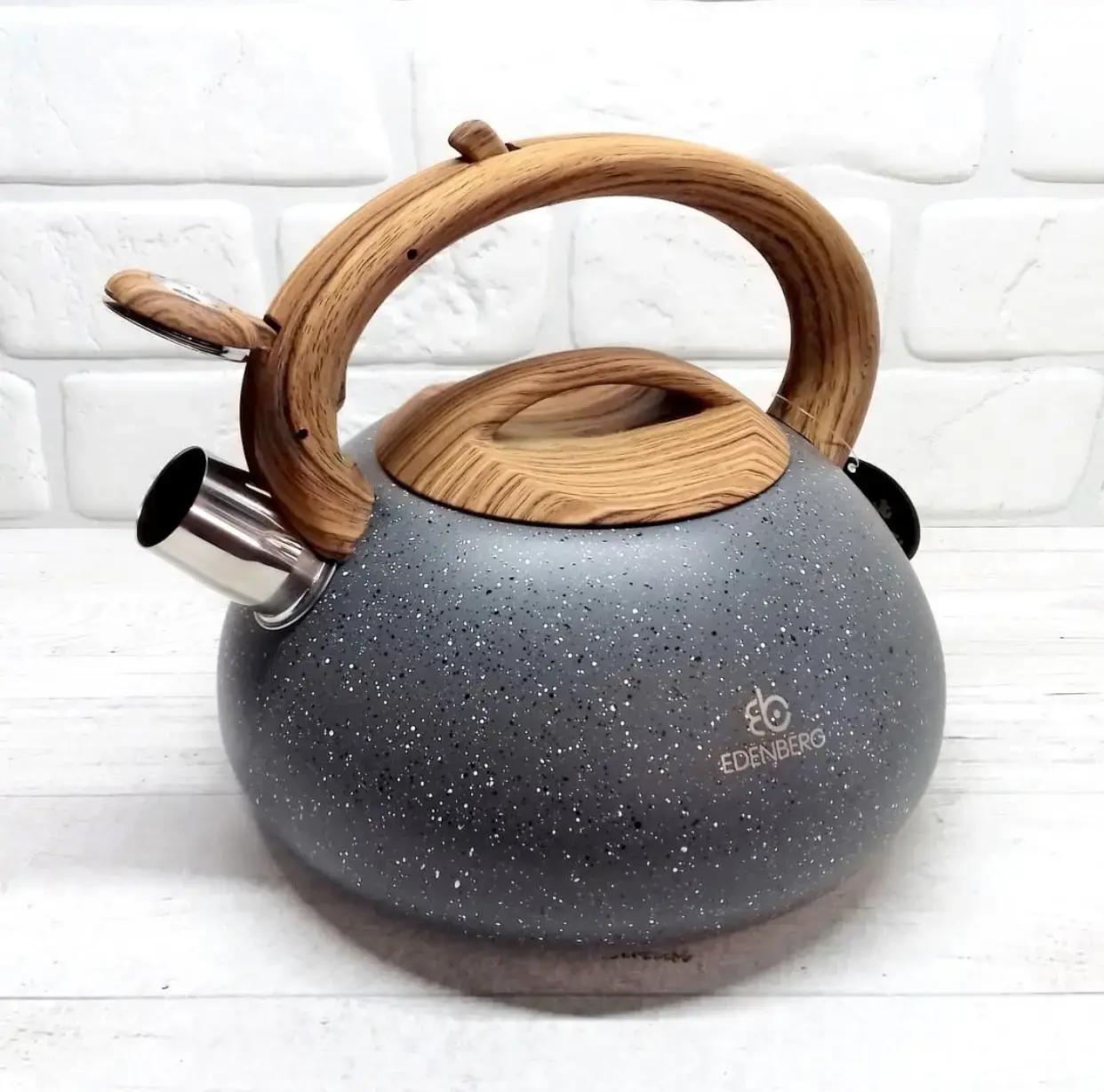 Чайник зі свистком для індукційних плит Edenberg EB-8802 3 л з нержавіючої сталі Сірий (2530556726) - фото 1 Чайник зі свистком для індукційних плит Edenberg EB-8802 3 л з нержавіючої сталі Сірий (2530556726) - фото 1