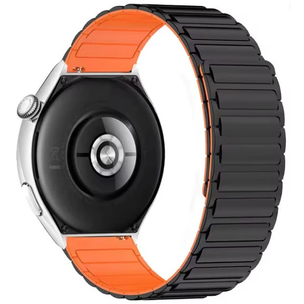 Ремінець каучуковий зі вставками 22 мм Orange/Black (30590)