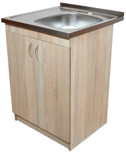 Тумба для кухни с мойкой 60х60 см правая чаша с сифоном Дуб Сонома - фото 2