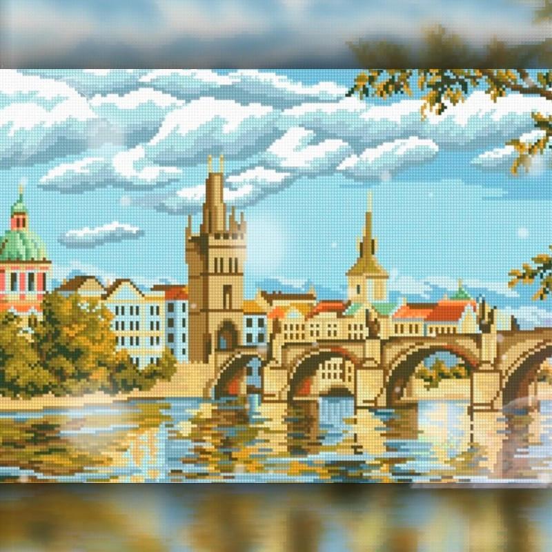 Алмазная вышивка The Wortex Diamonds Мост через реку 40x50 см TWD30036L