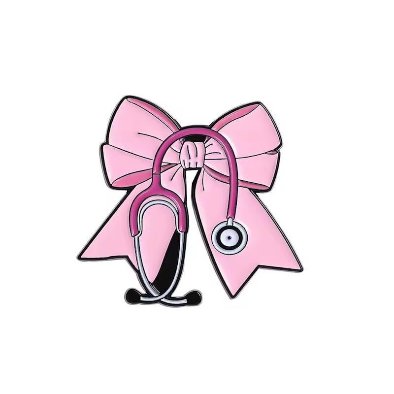 Брошь-значок Бант со стетоскопом Нежно-розовый (2743174666)
