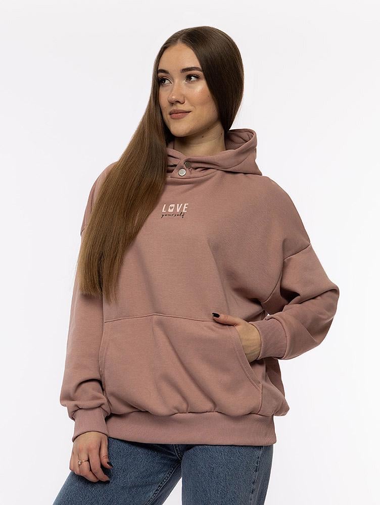 Худи женское оверсайз ЦБ-00214149 р. 40 Пудровый (SKT000895770)
