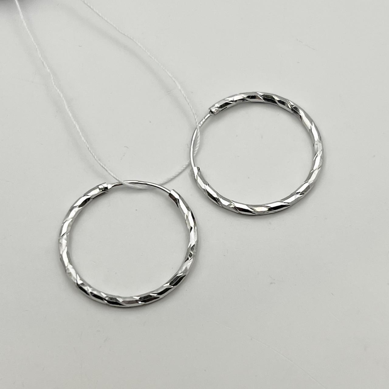 Серебряные серьги-кольца с алмазной гранью d 24 мм 1,57 г (2482009916)