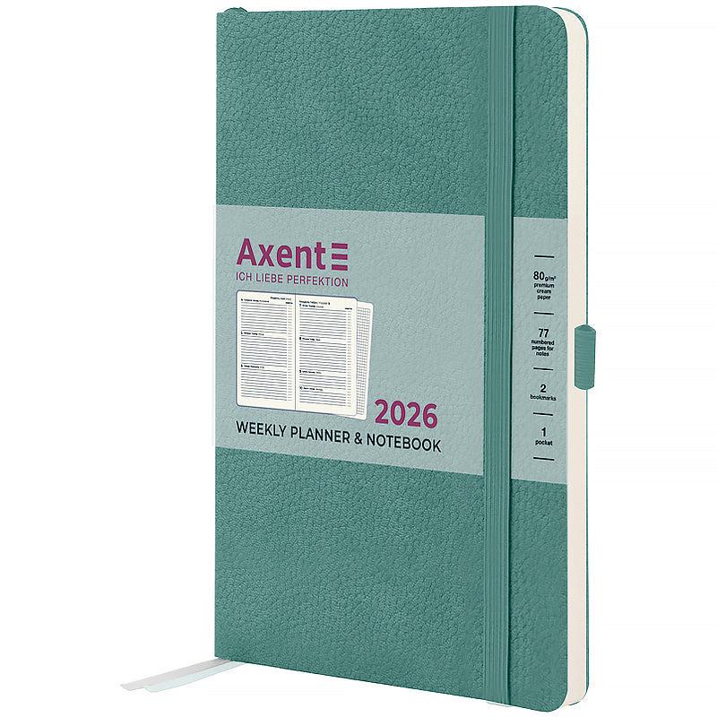 Еженедельник датированный 2026 Axent Soft Skin 125х195 мм 192 стр. Серо-лазурный (8509-26-48-A)