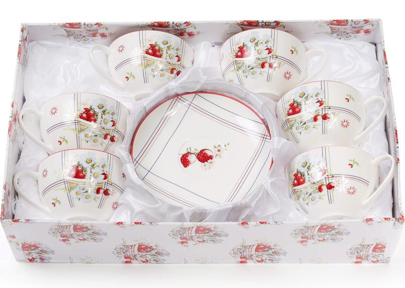 Чайний порцеляновий набір Сунична фантазія 6 чашок 210 мл з блюдцями 12 пр. (BD-940-131) - фото 4 Чайний порцеляновий набір Сунична фантазія 6 чашок 210 мл з блюдцями 12 пр. (BD-940-131) - фото 4