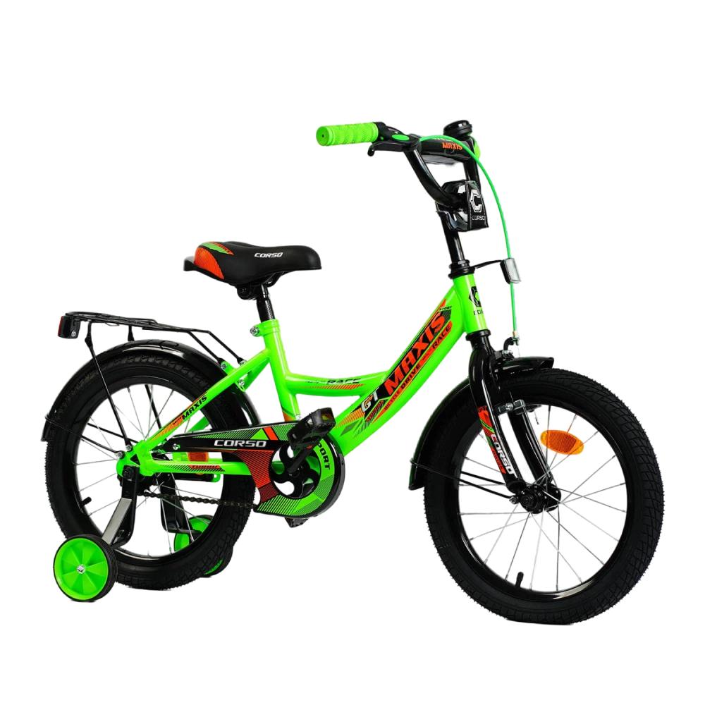 Велосипед детский Corso Maxis 16" с ручным тормозом и колокольчиком Green (128085)
