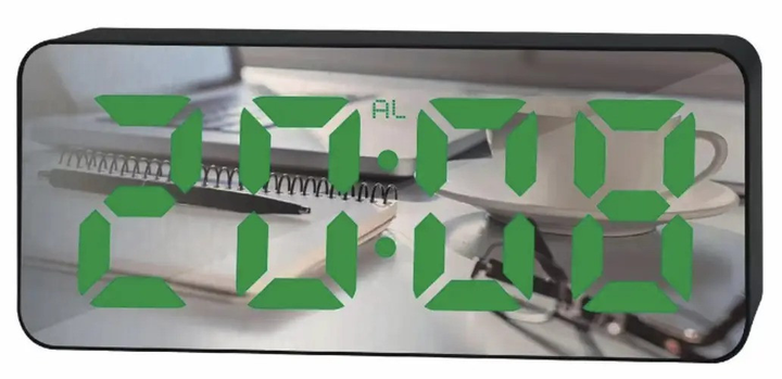 Часы настольные зеркальные LED 3821L встроенный будильник календарь и термометр (3821L)