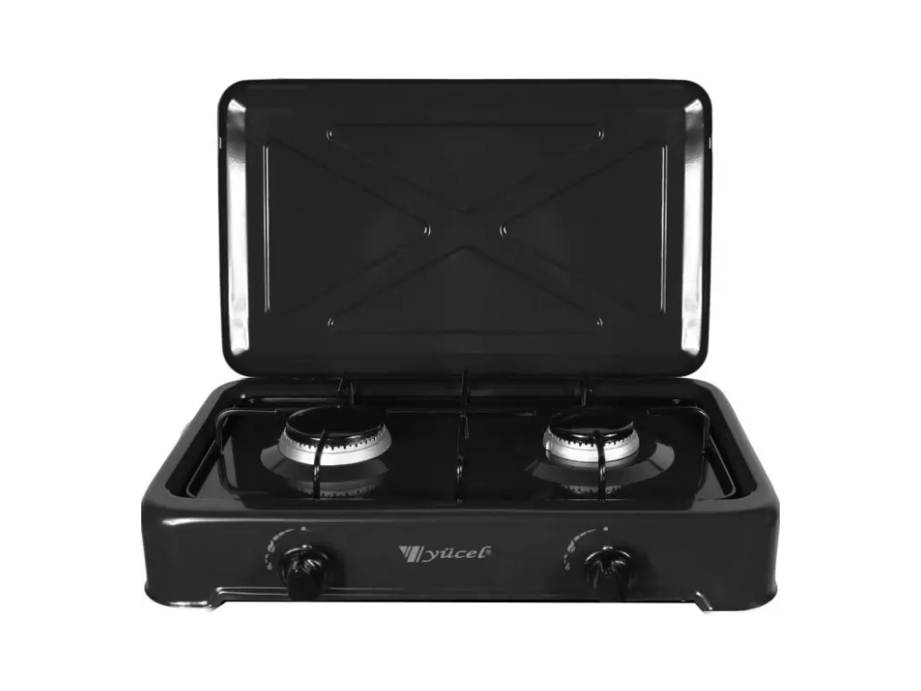 Газовая плита YUCEL O-200-LPG-black портативная настольная 2 x 1,85 кВт Черный (11966js)
