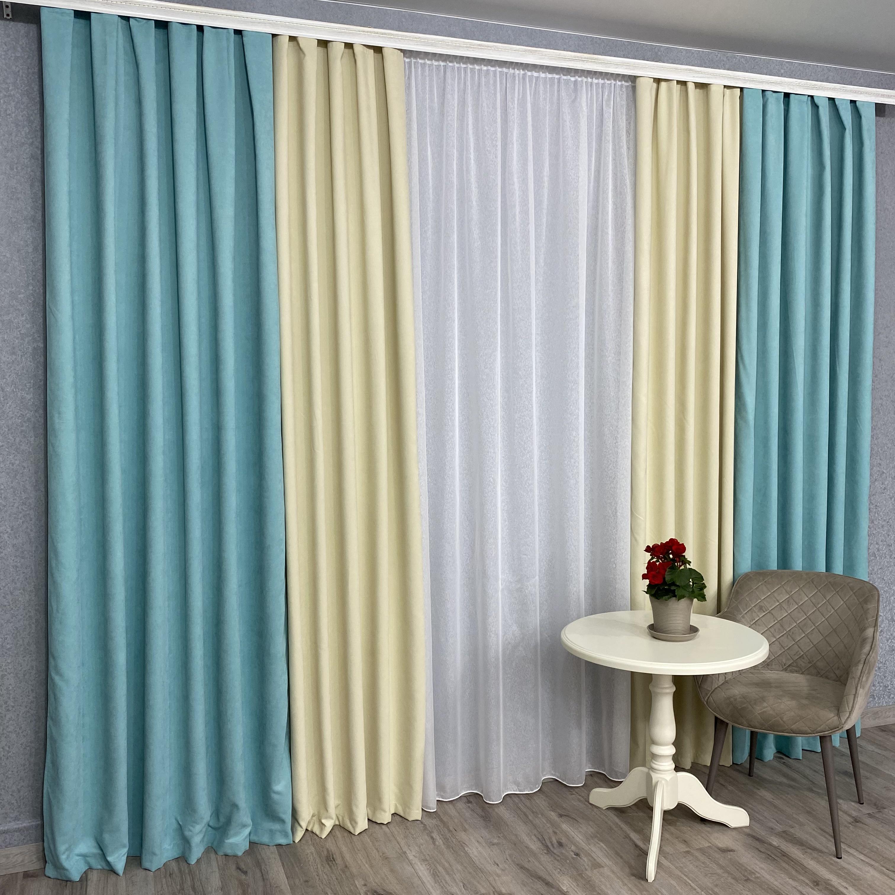 Шторы TG Home Дуэт №450 микровелюр 1,50х2,70 м Мятно-кремовый (450-250/208) - фото 9