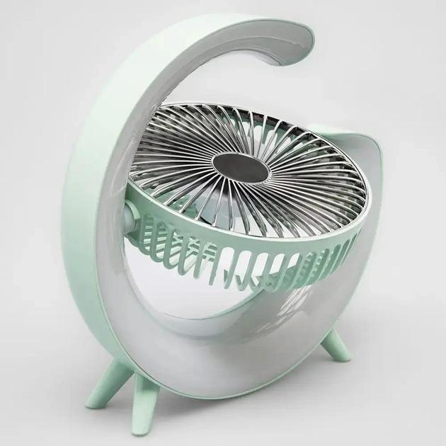 Вентилятор настільний акумуляторний з LED підсвіткою USB 3 швидкості 24x24 см Зелений - фото 2 Вентилятор настільний акумуляторний з LED підсвіткою USB 3 швидкості 24x24 см Зелений - фото 2