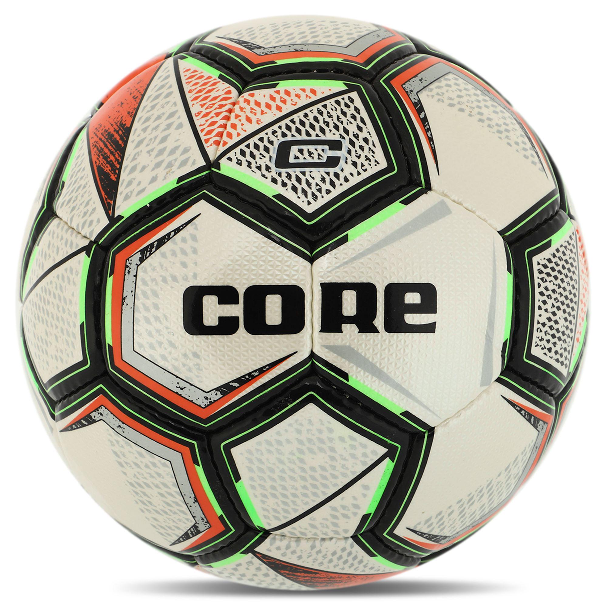 Футбольний м'яч CORE FB-8463 DIAMOND р. 5 PU Білий/Помаранчовий (6936116103751)