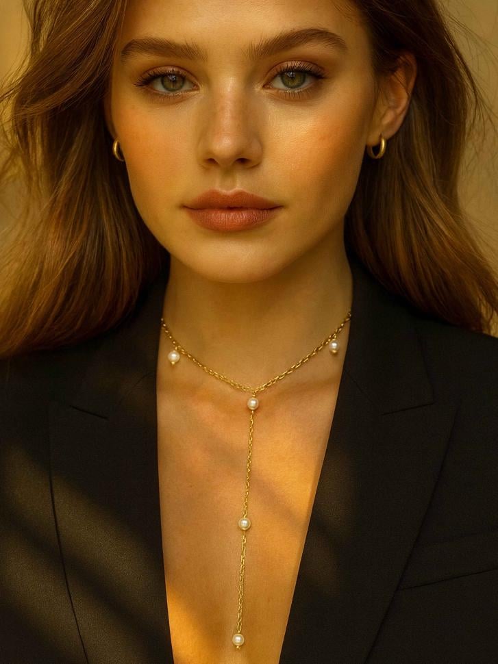 Цепочка-галстук с жемчужинами Золотой (5558) Цепочка-галстук с жемчужинами Золотой (5558)