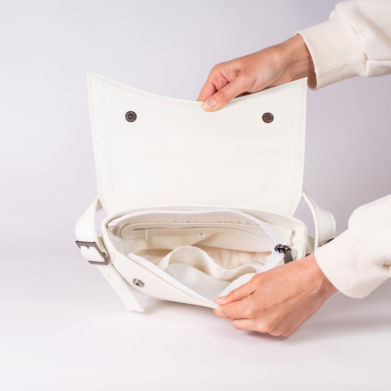 Сумка женская полукруглая XENIA № 33-24 из эко-кожи Белый - фото 3 Сумка женская полукруглая XENIA № 33-24 из эко-кожи Белый - фото 3