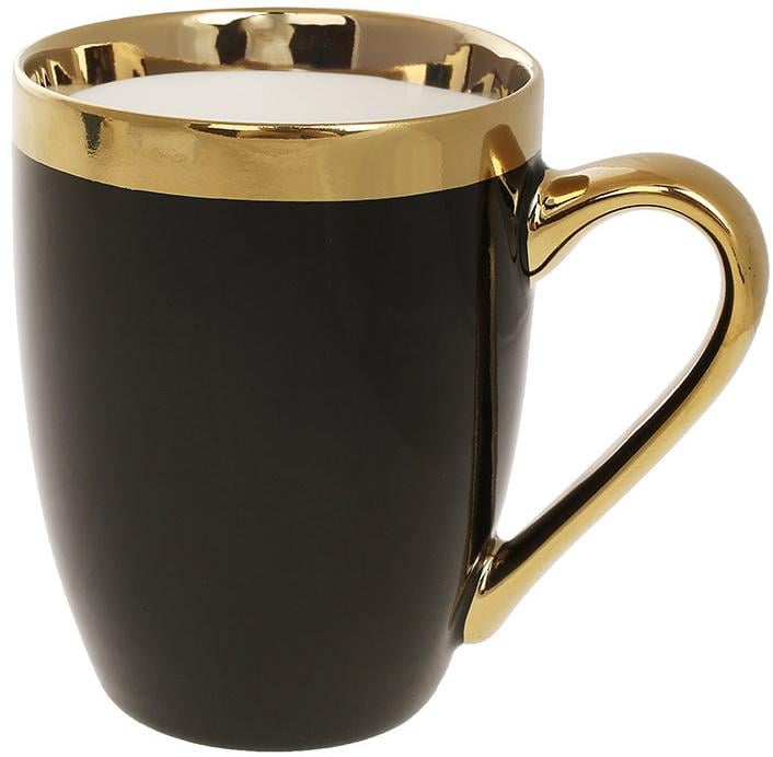 Чашка порцелянова золота лінія 360 мл Чорний із золотим Чашка порцелянова золота лінія 360 мл Чорний із золотим