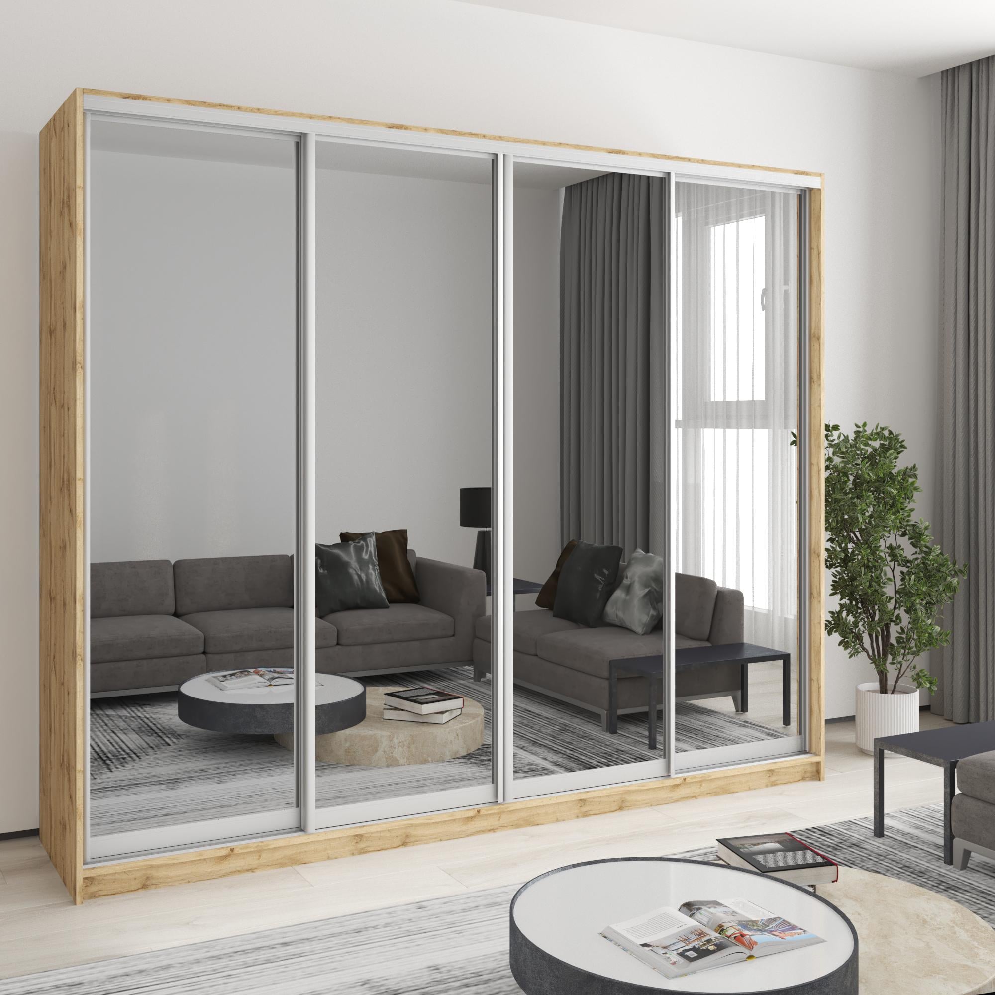 Шкаф-купе четырехдверный MebelStar Стандарт AL 4 зеркала 250x45x210 см Дуб тахо (MBS-12378)