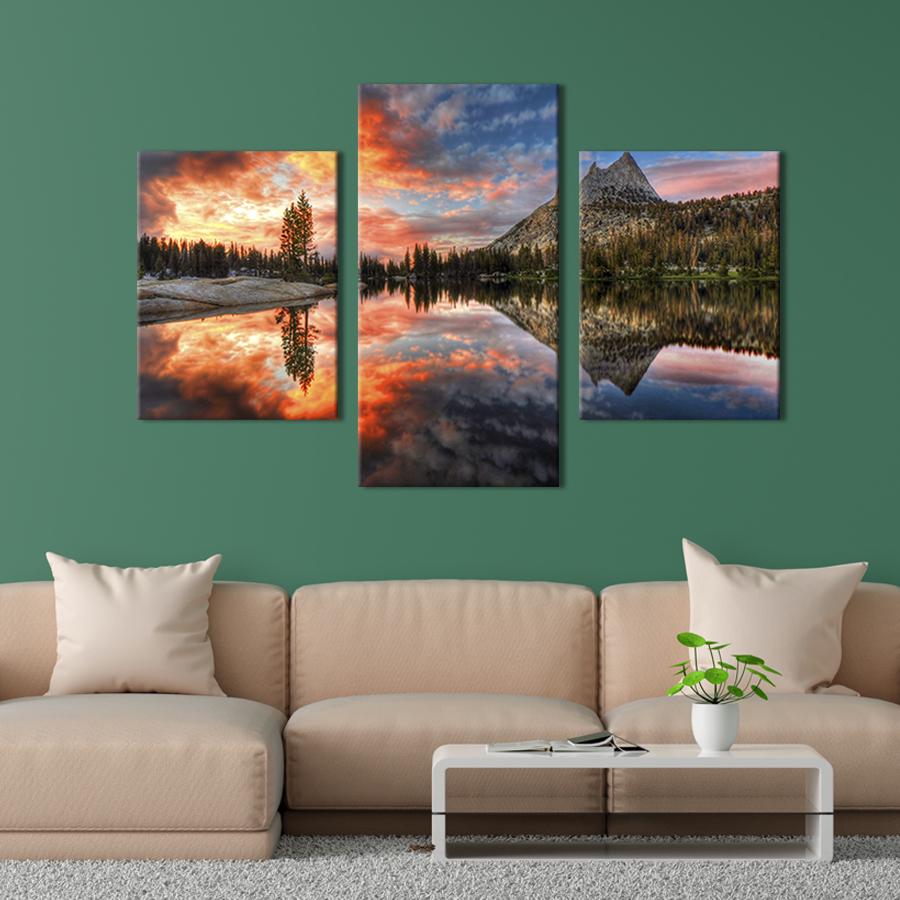 Модульная картина на холсте Триптих Озеро в Йосемитском парке 66x40 см (563-32)