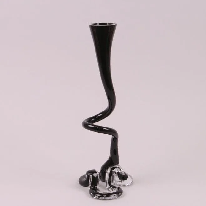 Ваза стеклянная фигурная Flora 40 см Черный (8184)