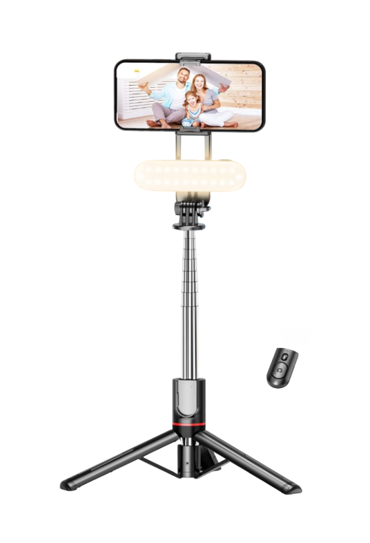 Штатив-селфи палка 111 см с подсветкой/держатель для смартфона и GoPro/с пультом (2896951505)