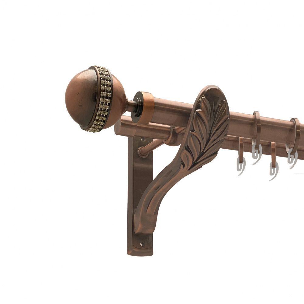 Карниз для штор Orvit Авея двухрядный гладкий 25/19 мм 300 см Античная медь (00-00009929)