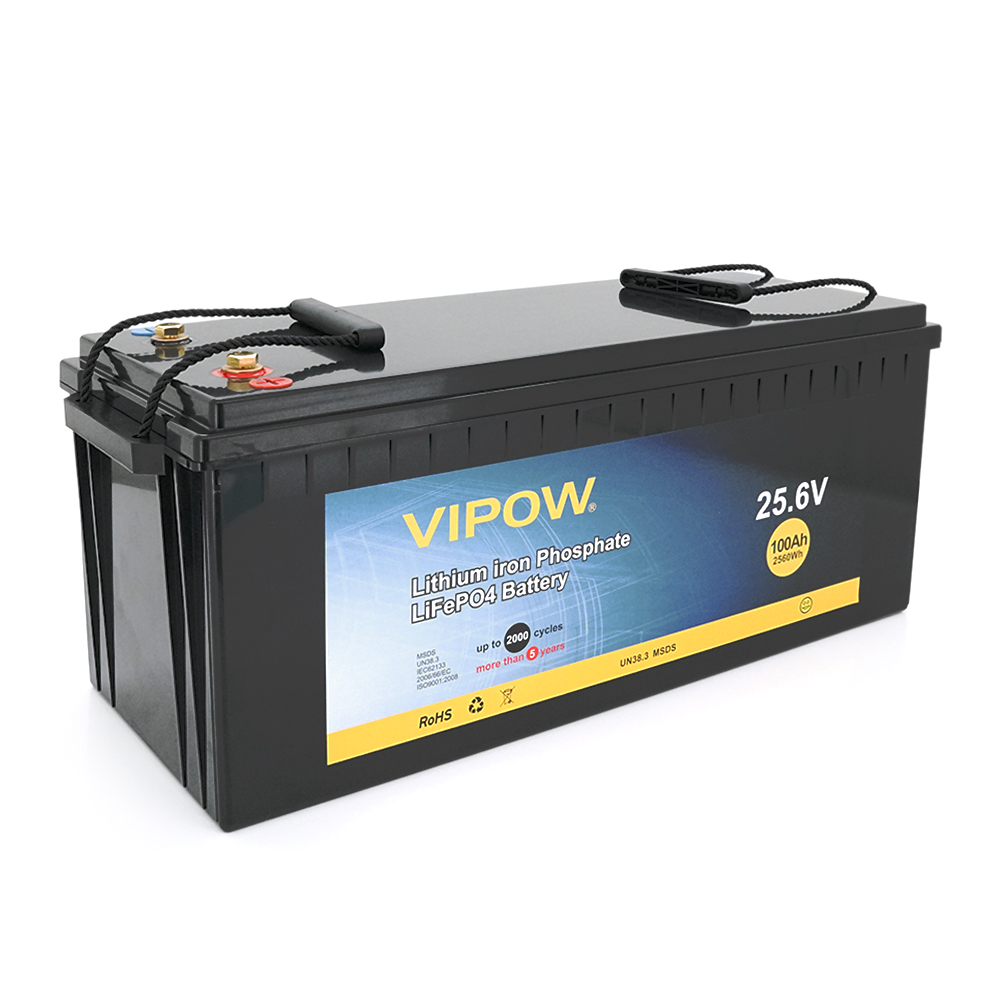 Аккумуляторная батарея Vipow LiFePO4 25,6V 100 Ah с BMS 80A для солнечных систем и кемпинга (17732) Аккумуляторная батарея Vipow LiFePO4 25,6V 100 Ah с BMS 80A для солнечных систем и кемпинга (17732)