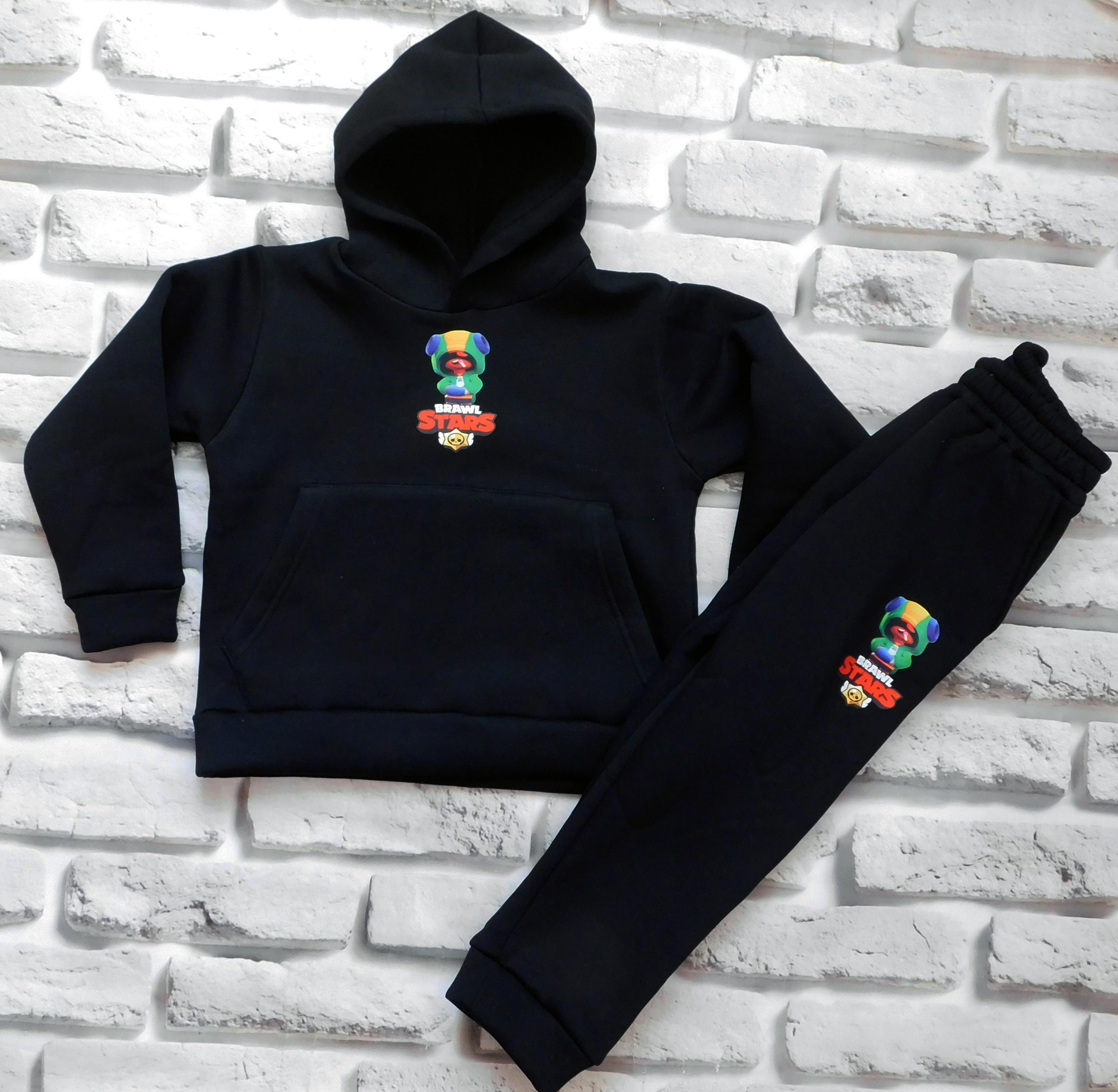 Спортивний костюм дитячий Brawl Stars худі та штани трьохнитка з начосом 134 см Чорний (29411123)