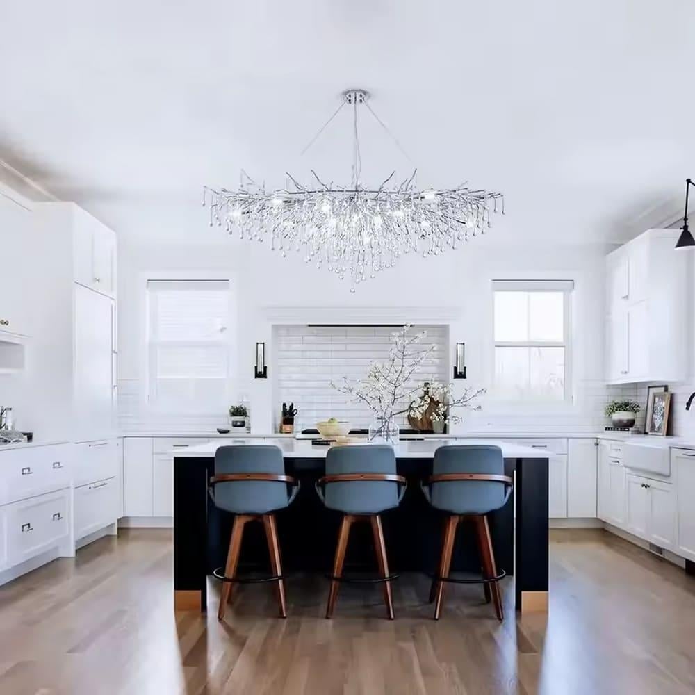 Люстра видовжена із кришталевими крапельками 100х50 см (704L CH/CL) - фото 1