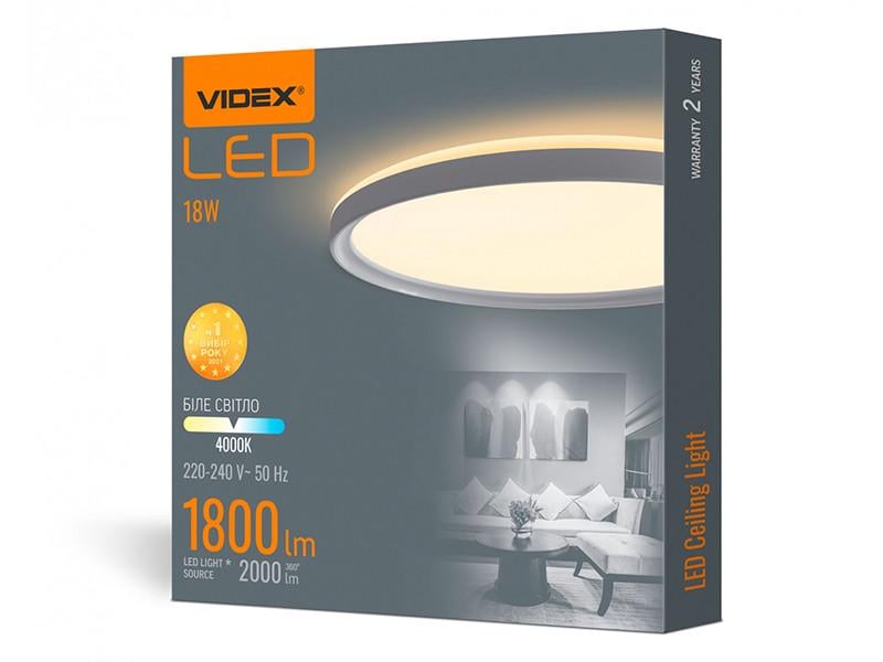 Светильник LED накладной Videx DL3R с декоративной подсветкой 18W 4000K круглый Белый (9528)