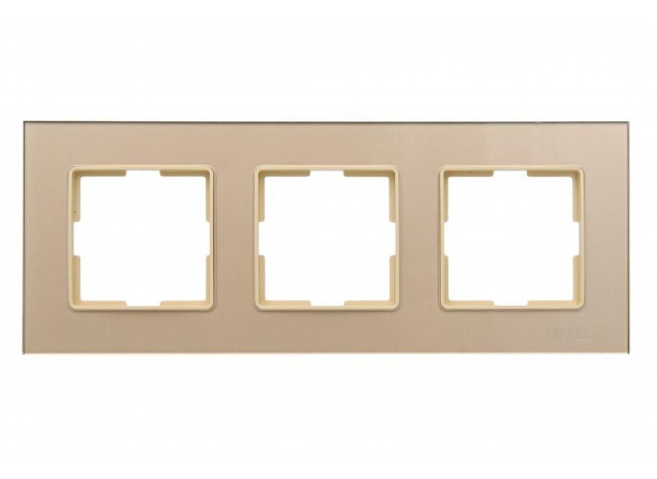 Рамка тройная JAZZ latte стеклянная горизонтальная (0323)