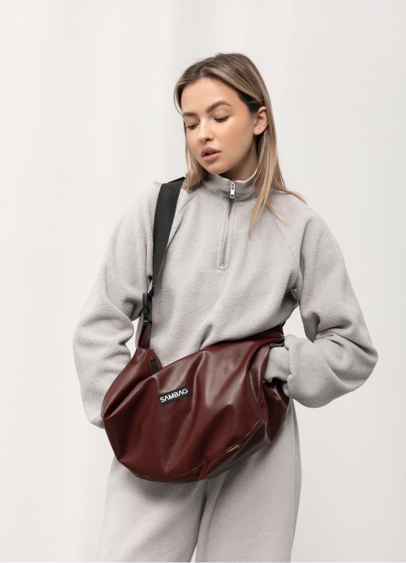 Женская сумка Sambag HOBO Bag-glove 50х28х5 см Бургунди (53400013)