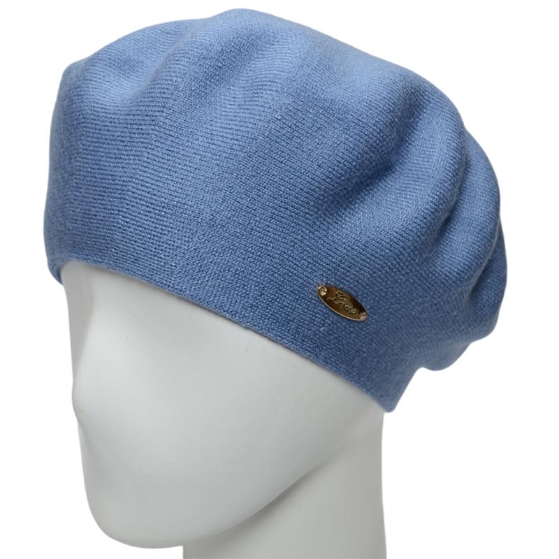 Берет женский двойной Novita Софи из вискозы теплый мягкий L р. 57-58 Темный джинс