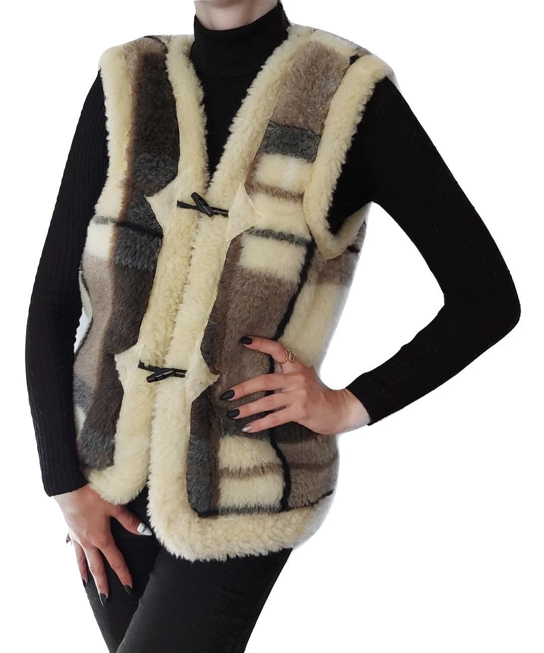 Жилетка з овчини еко-шерсть тепла Клітка р. 56 (309) - фото 2 Жилетка з овчини еко-шерсть тепла Клітка р. 56 (309) - фото 2