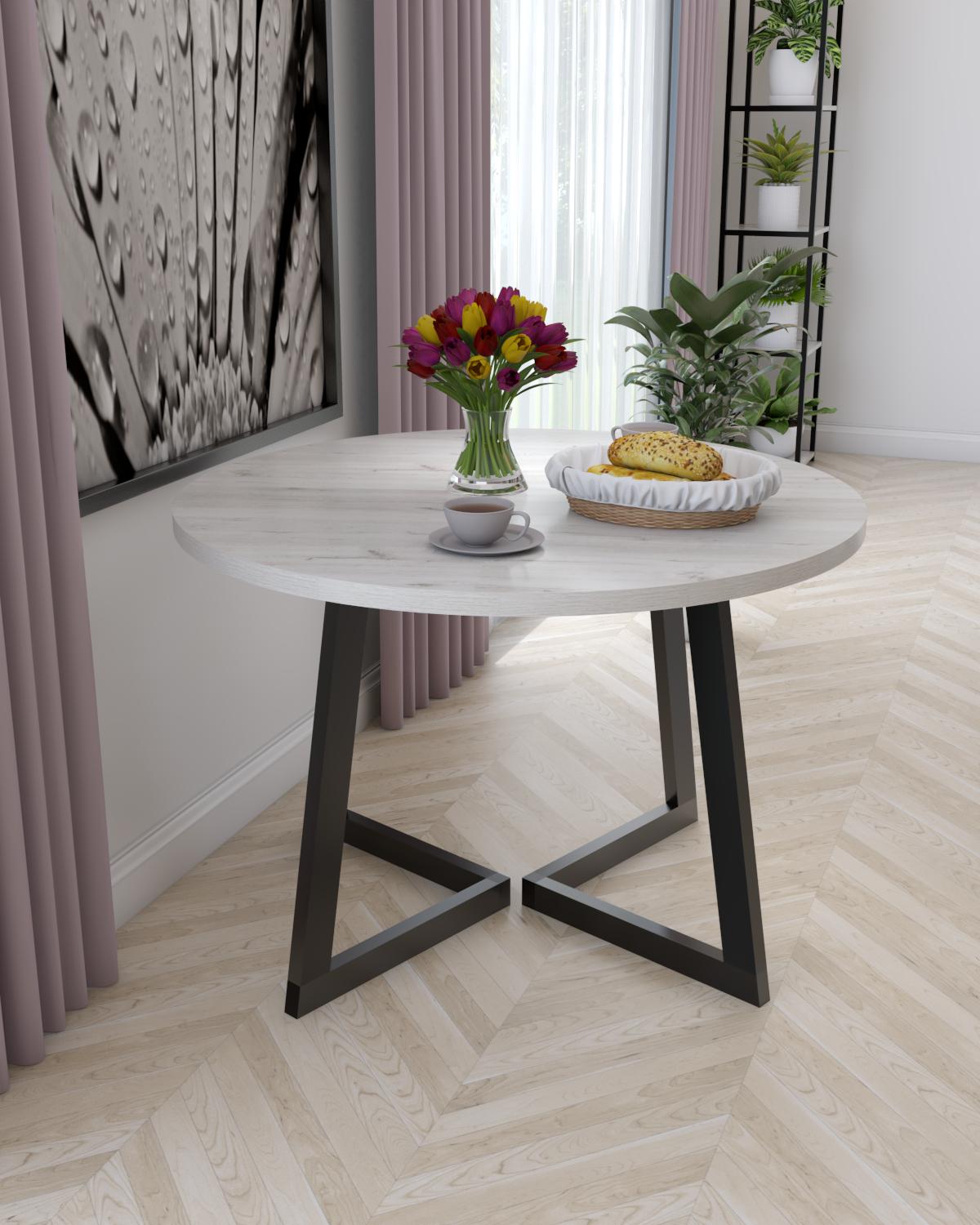 Стіл обідній круглий EcoLoft Вердано DSP-1358-2 в стилі лофт Дуб Кортона (DSP-1358-2)