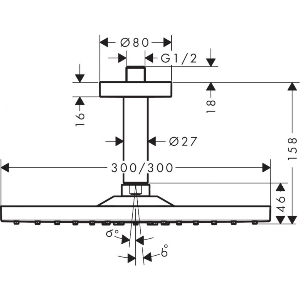 Душ верхний с кронштейном Hansgrohe Raindance 26250700 300 мм Белый (142224) - фото 2