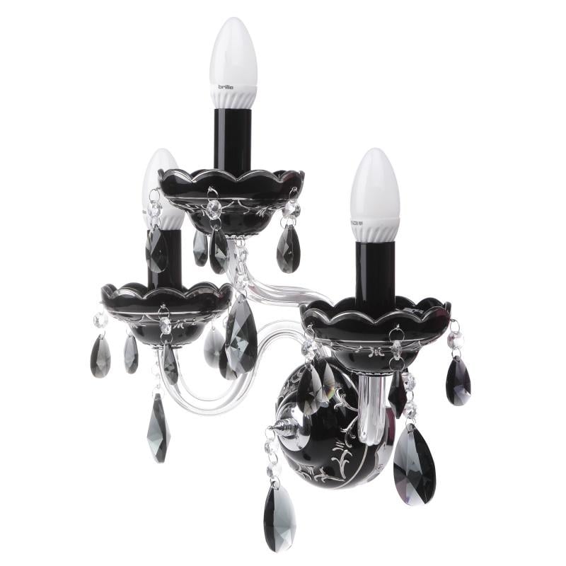 Бра настенное накладное свечка Brille BCL-274W/3 E14 в спальню хрустальное классическое