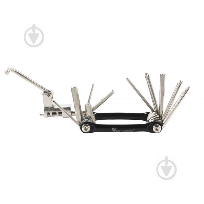 Мультитул West Biking 0719007 10 в 1 карманный для велосипеда Черный