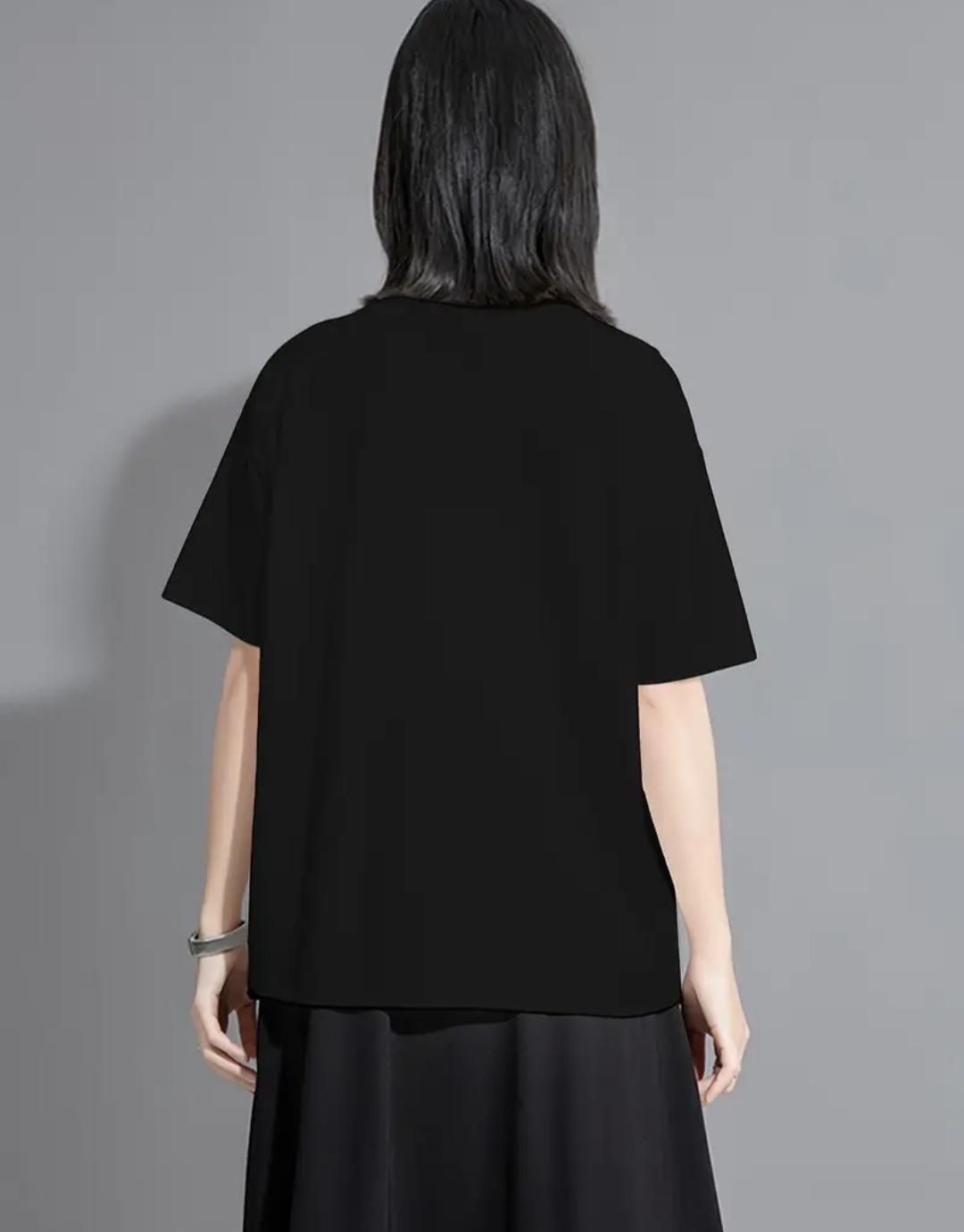 Футболка жіноча з асиметричним низом М Чорний (00229) - фото 2