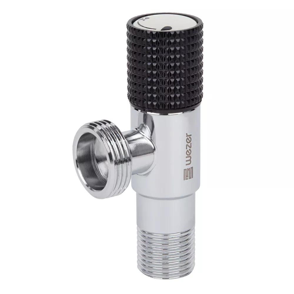 Кран шаровой бытовой Wezer SOL22B-17-BLACK 1/2"x3/4" нр-нр угловой (237287)
