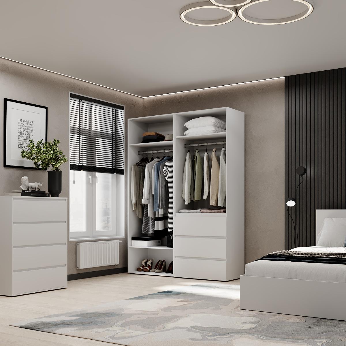 Шафа розпашна комбінована ART IN HEAD №5 Light 1600x500x2200 мм Білий діамант (GALTK0510 мм 00000) - фото 4 Шафа розпашна комбінована ART IN HEAD №5 Light 1600x500x2200 мм Білий діамант (GALTK0510 мм 00000) - фото 4