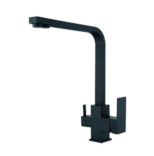 Смеситель кухонный Zerix KUB-021 с выходом для питьевой воды нержавеющая сталь SUS304 Черный (ZX4856)