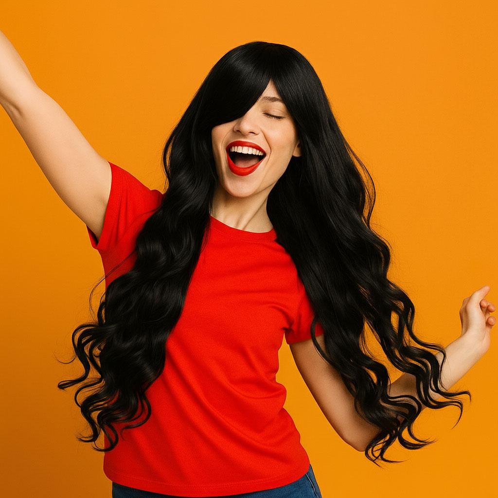 Перука хвиляста фентезі косплей канекалон термостійкий 80 см Брюнет (K0710-5)