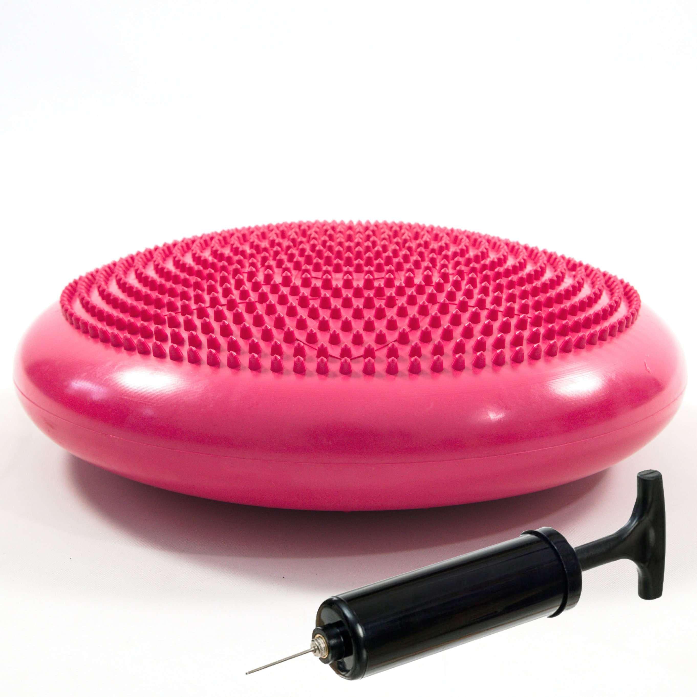 Балансировочная подушка массажная OSPORT для йоги и фитнеса с насосом Розовый (OF-0300)