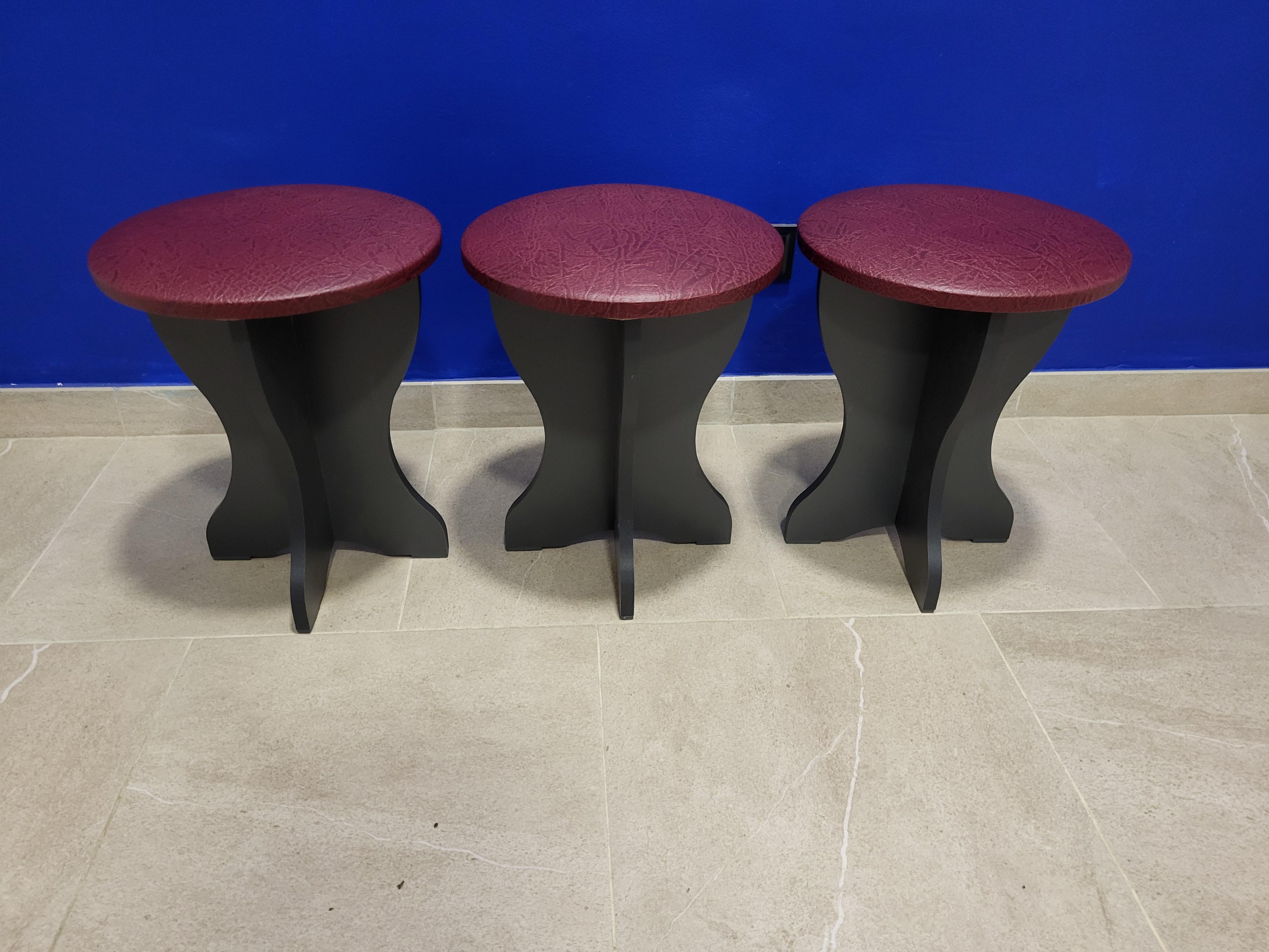 Комплект табуретов Боярин ДСП/экокожа 35х35х42 см 3 шт. Антрацит/Бордо (3T-A-EBR)