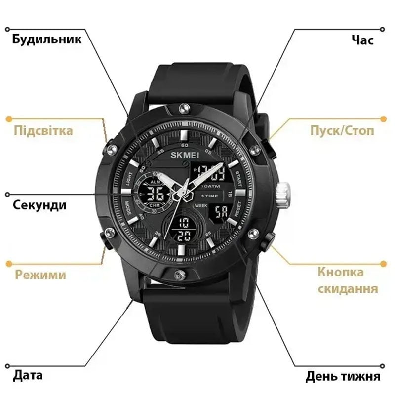 Годинник наручний чоловічий Skmei 1757BKBK Black (tf4684) - фото 6