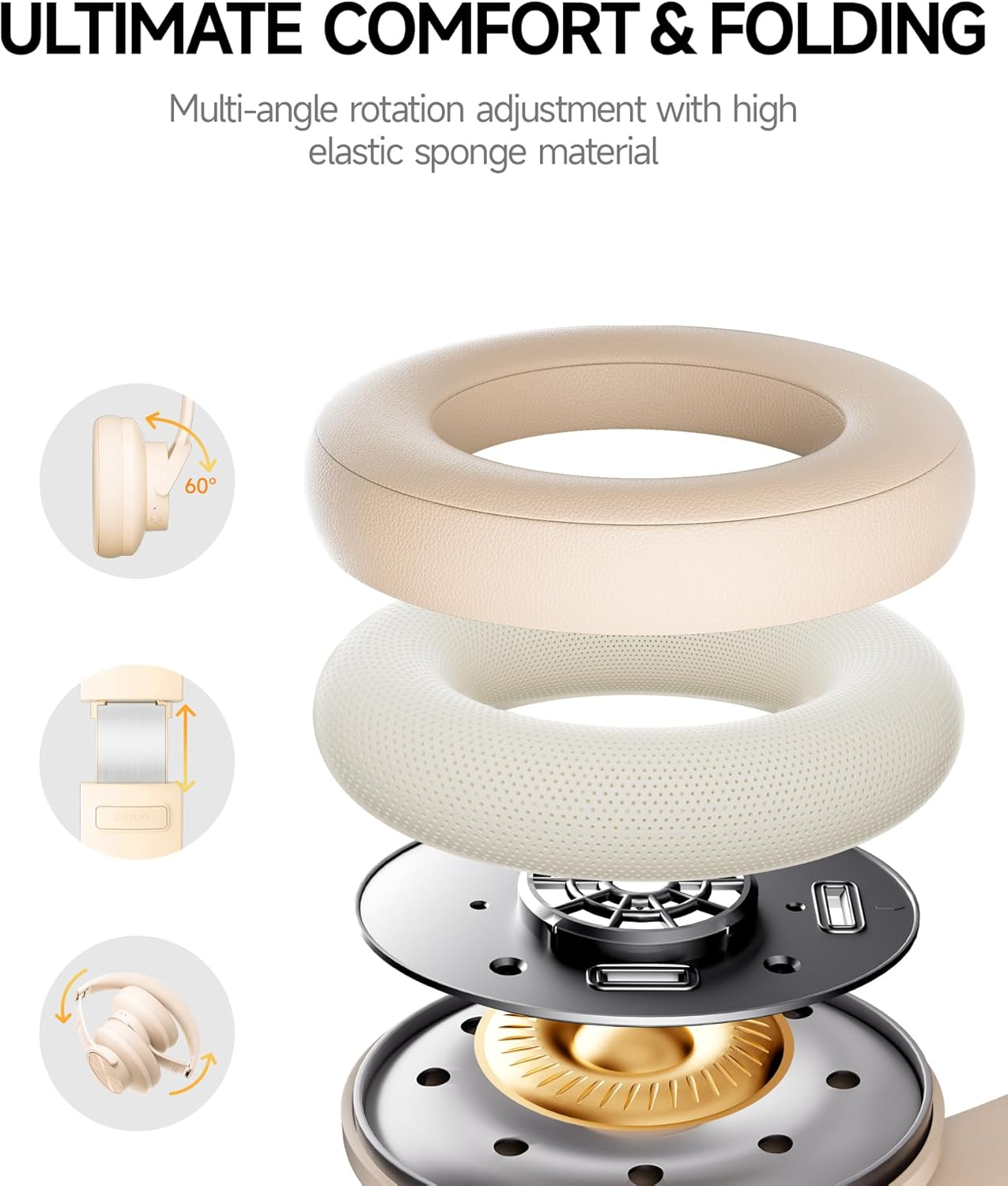 Наушники с микрофоном Picun b8 Bluetooth Beige - фото 2 Наушники с микрофоном Picun b8 Bluetooth Beige - фото 2
