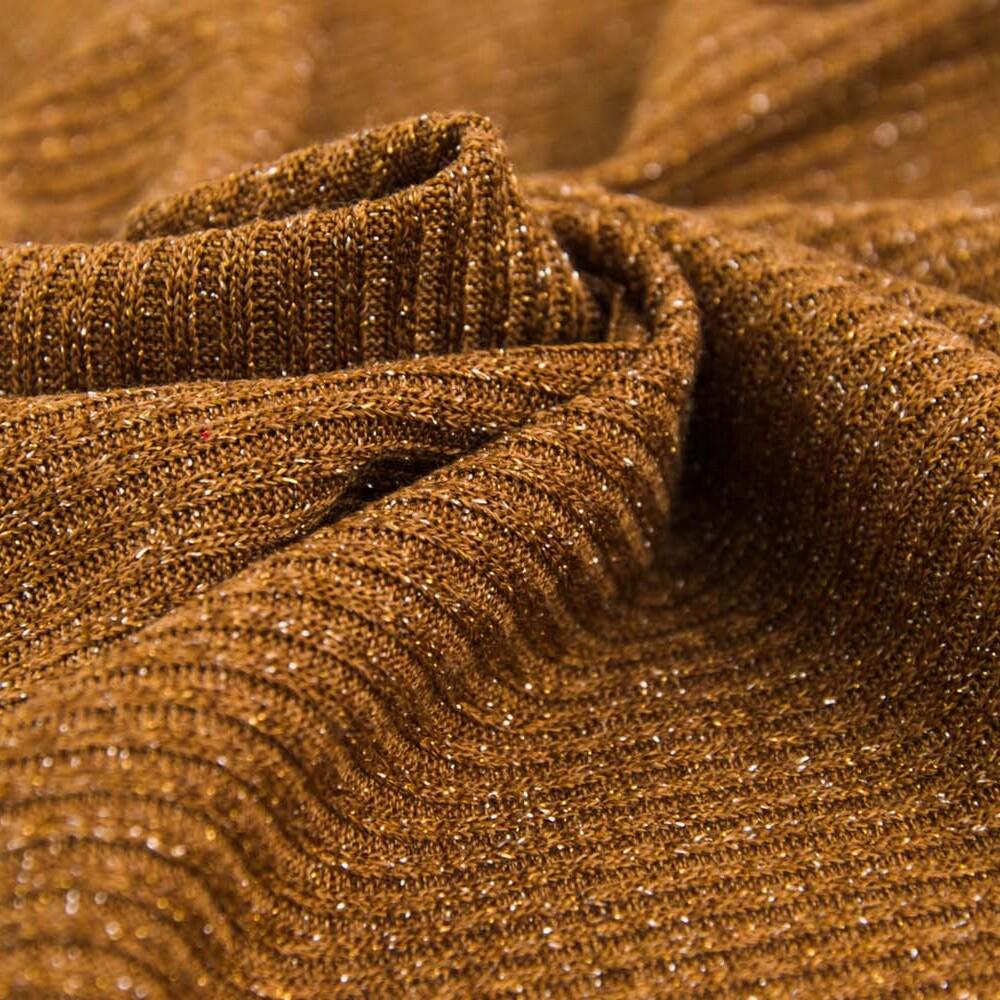 Ткань трикотаж Полоса V-1/7 с металликом Темная горчица (12597)