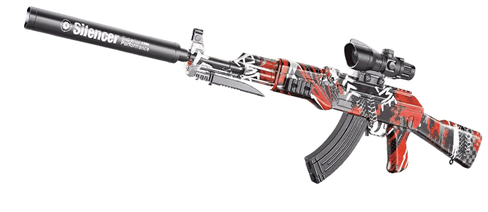 Автомат с глушителем на аккумуляторе стреляет орбизами пакет шаров/защитные очки Красный