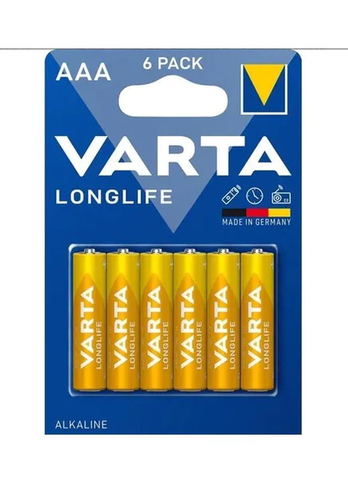 Батарейки алкалінові Varta Longlife LR03/AAA 1,5 В 6 шт. Жовтий (4008496525119)