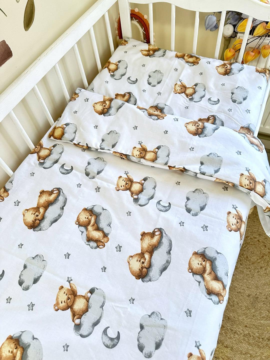 Комплект постельного белья детский наволочка/пододеяло/простыня 120х60 см (7753)